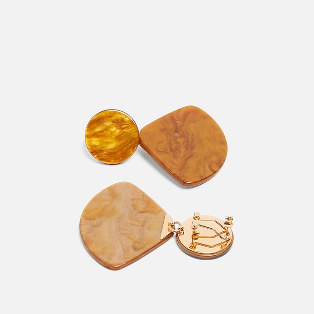 Zara tan statement earrings - Picture 3 of 8